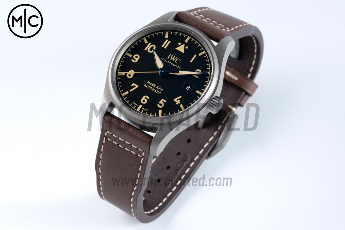 Mark XVIII Titanium Black Dial on Brown Leather Strap – Premium Edition
