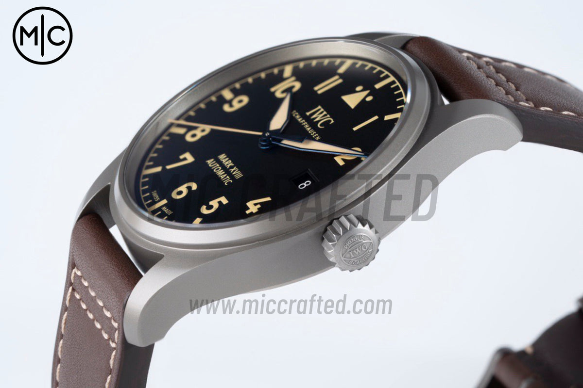 Mark XVIII Titanium Black Dial on Brown Leather Strap – Premium Edition