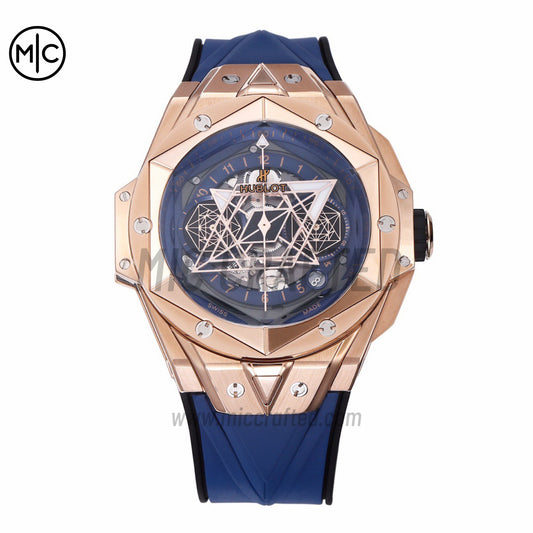 Big Bang Sang Bleu II Chrono RG Blue Dial on Blue Gummy Strap – Premium Edition