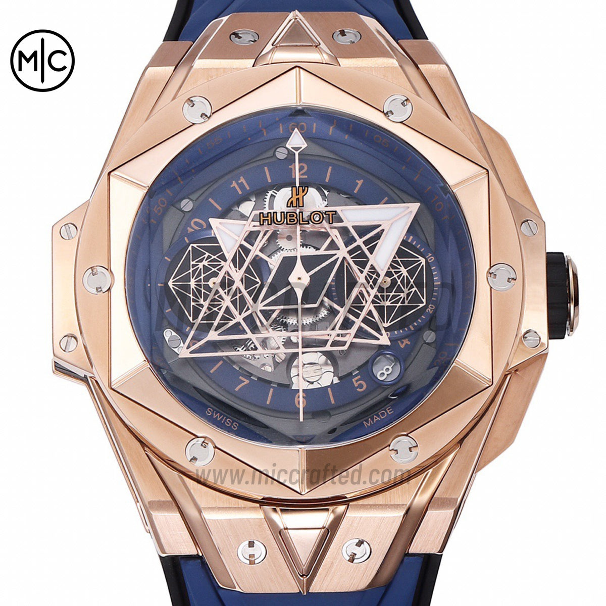 Big Bang Sang Bleu II Chrono RG Blue Dial on Blue Gummy Strap – Premium Edition