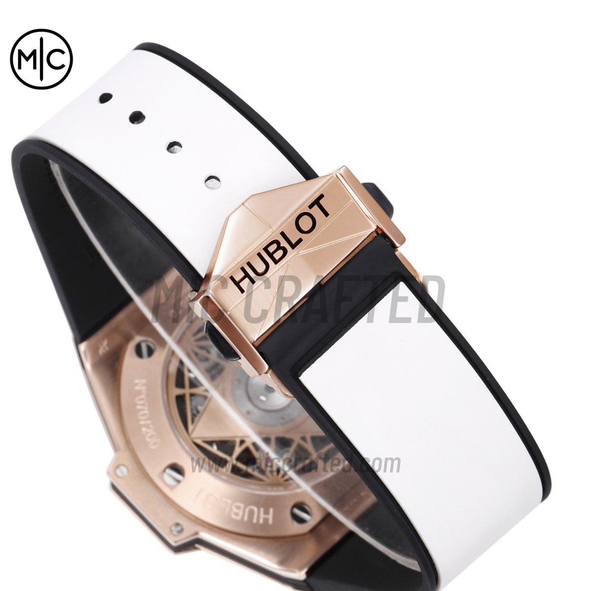 Big Bang Sang Bleu II Chrono RG White Dial on White Rubber Strap – Premium Edition