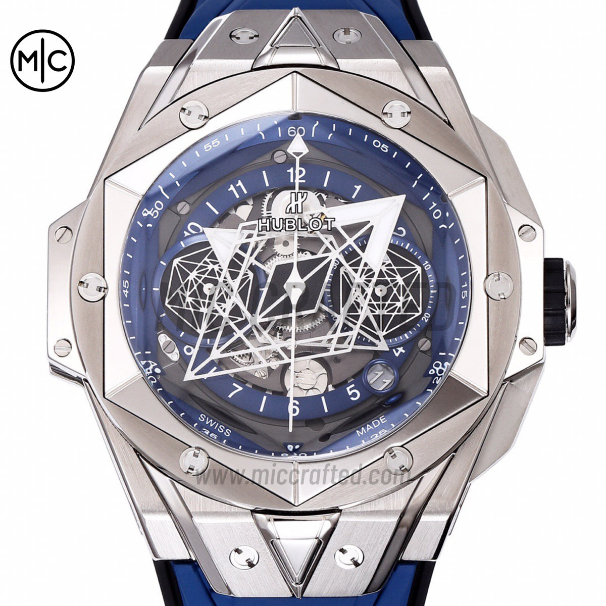 Big Bang Sang Bleu II Chrono SS Blue Dial on Blue Rubber Strap – Premium Edition