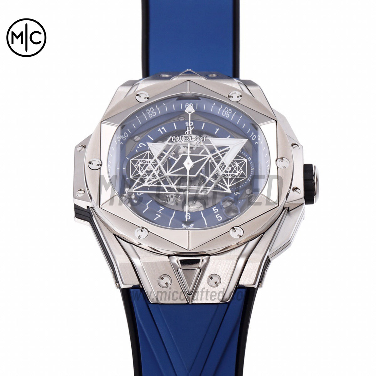 Big Bang Sang Bleu II Chrono SS Blue Dial on Blue Rubber Strap – Premium Edition