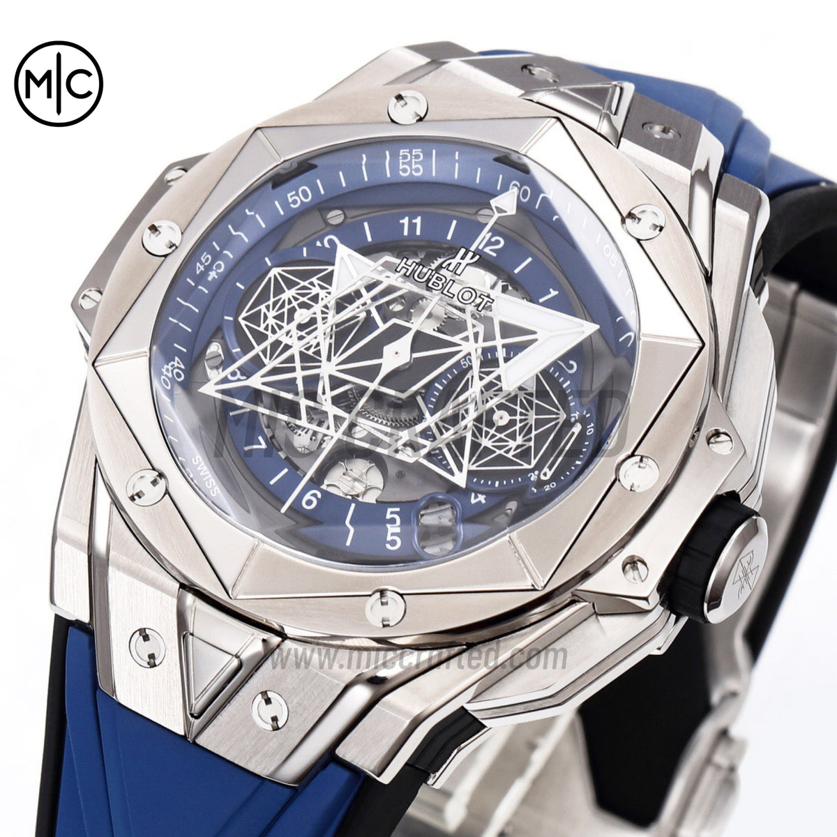 Big Bang Sang Bleu II Chrono SS Blue Dial on Blue Rubber Strap – Premium Edition