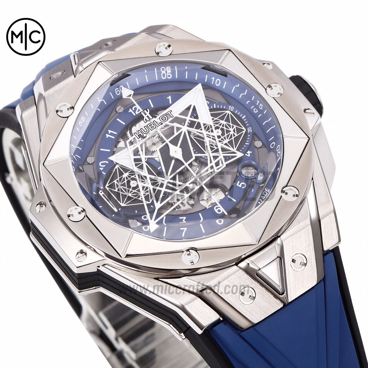 Big Bang Sang Bleu II Chrono SS Blue Dial on Blue Rubber Strap – Premium Edition