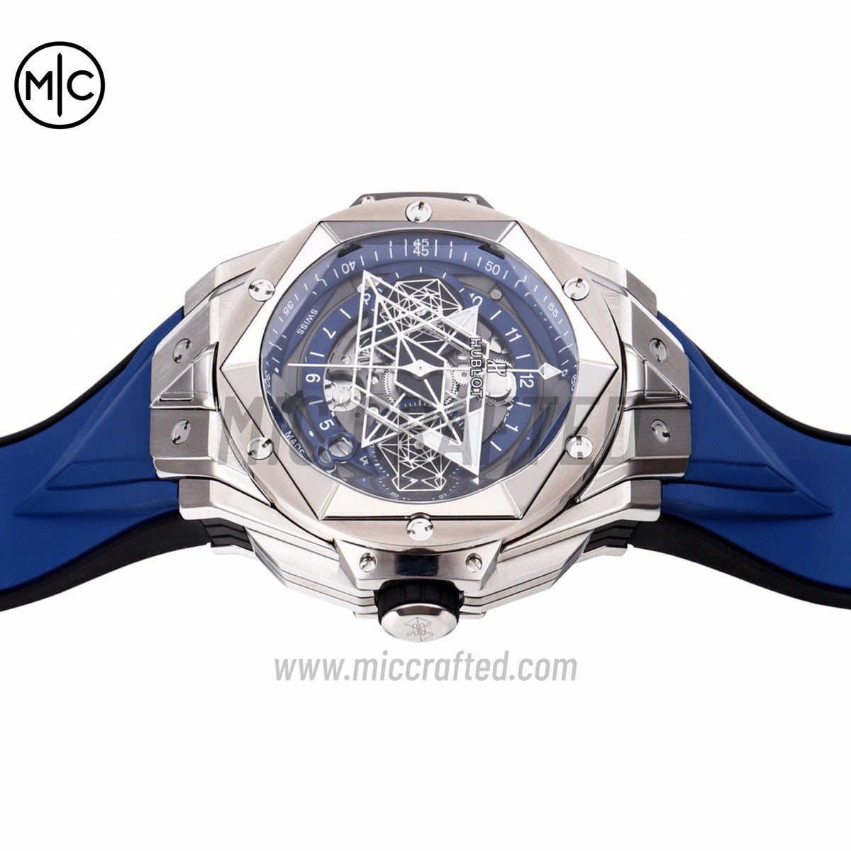 Big Bang Sang Bleu II Chrono SS Blue Dial on Blue Rubber Strap – Premium Edition