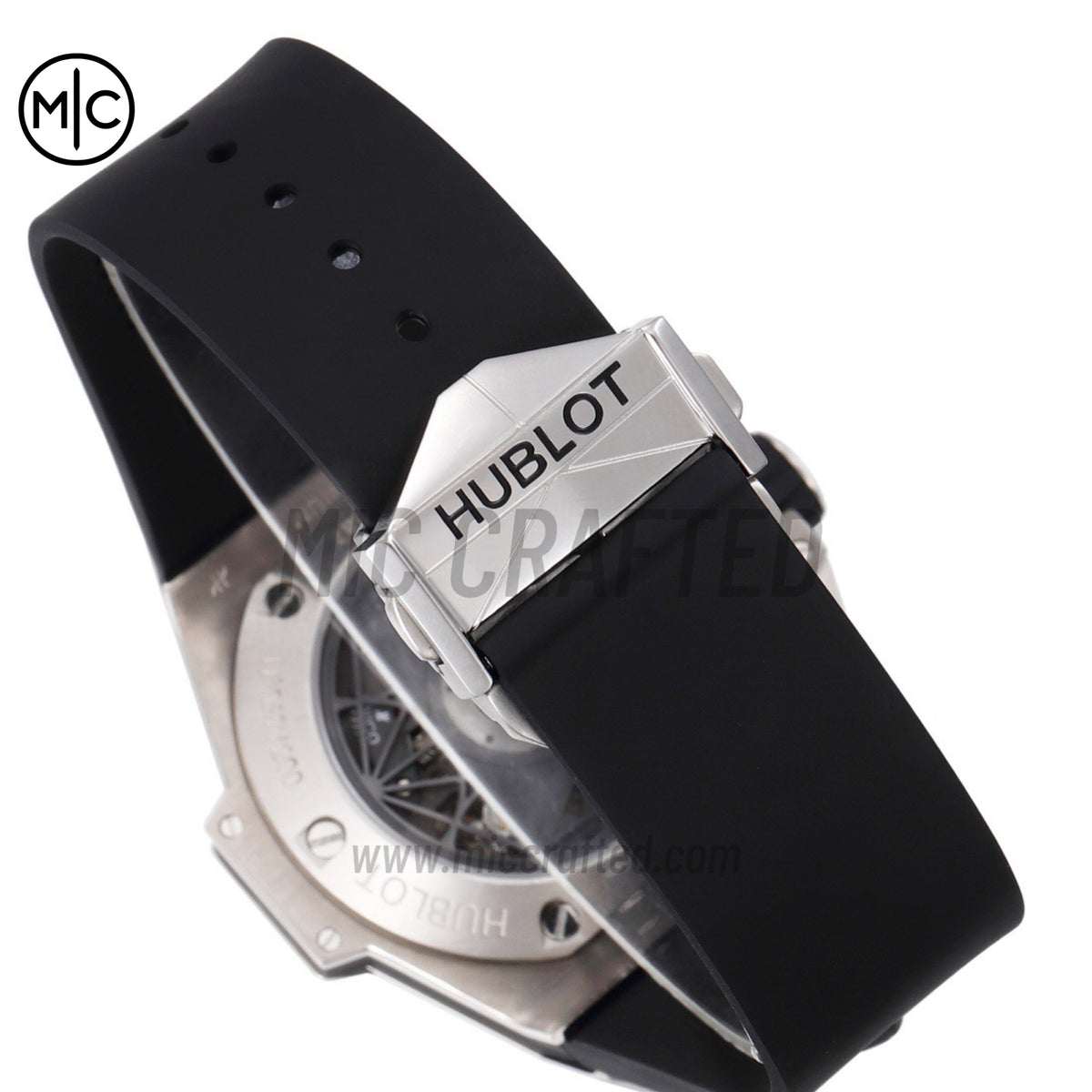 Big Bang Sang Bleu II Chrono SS Black Dial on Black Rubber Strap – Premium Edition