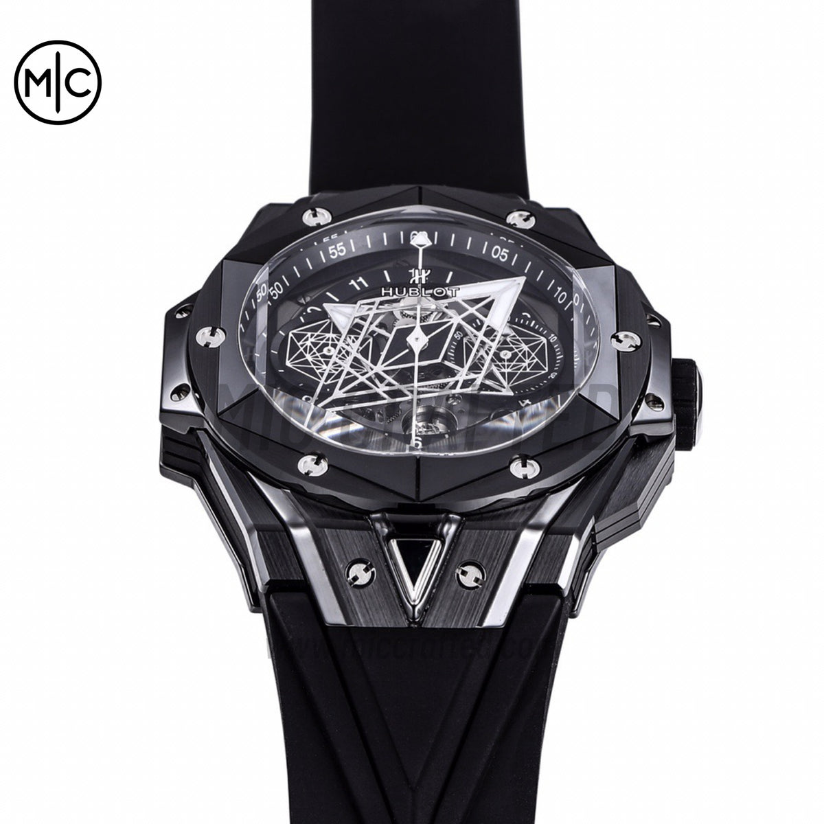 Big Bang Sang Bleu II Black Ceramic on Black Rubber Strap – Premium Edition