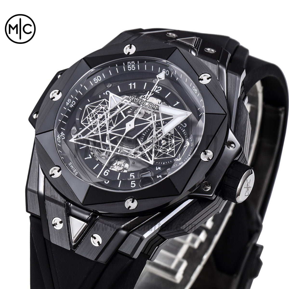 Big Bang Sang Bleu II Black Ceramic on Black Rubber Strap – Premium Edition