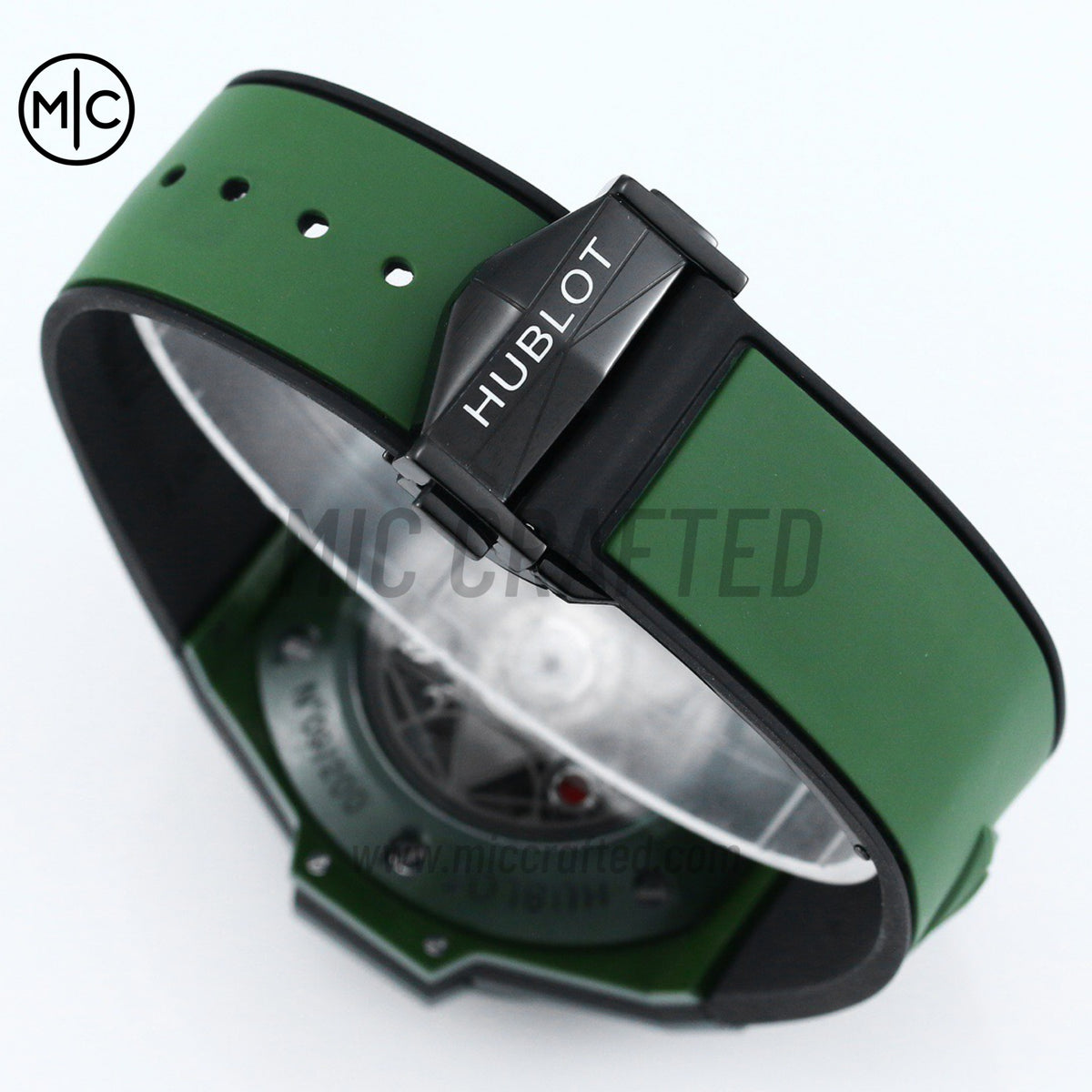 Big Bang Sang Bleu II Green Ceramic on Green Rubber Strap – Premium Edition