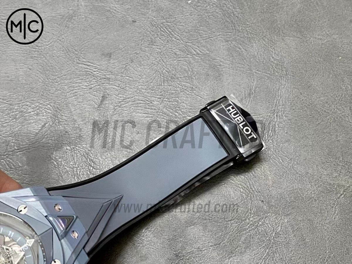 Big Bang Sang Bleu II Gray Ceramic on Gray Rubber Strap – Premium Edition