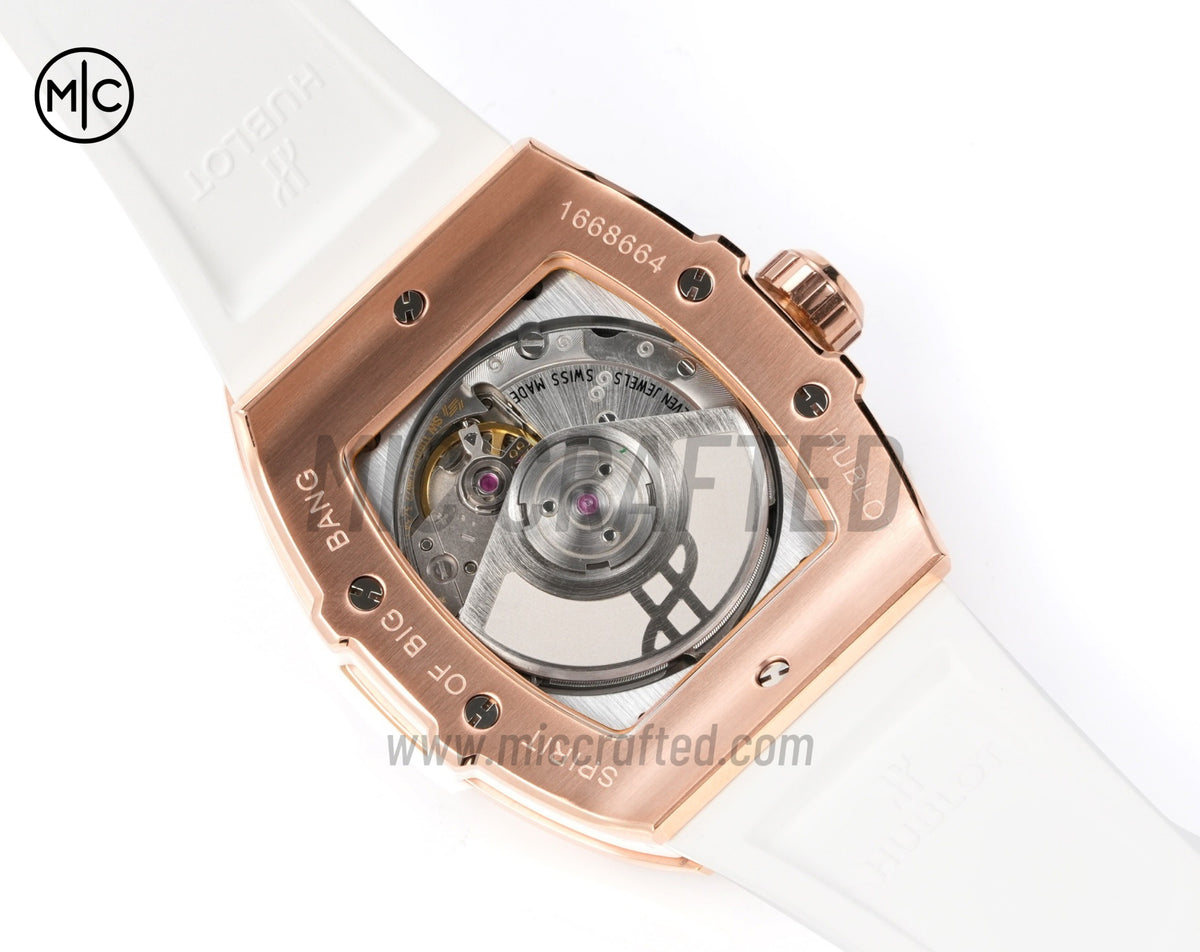 Spirit of Big Bang Ladies 39mm RG White Dial on White Rubber Strap – Premium Edition