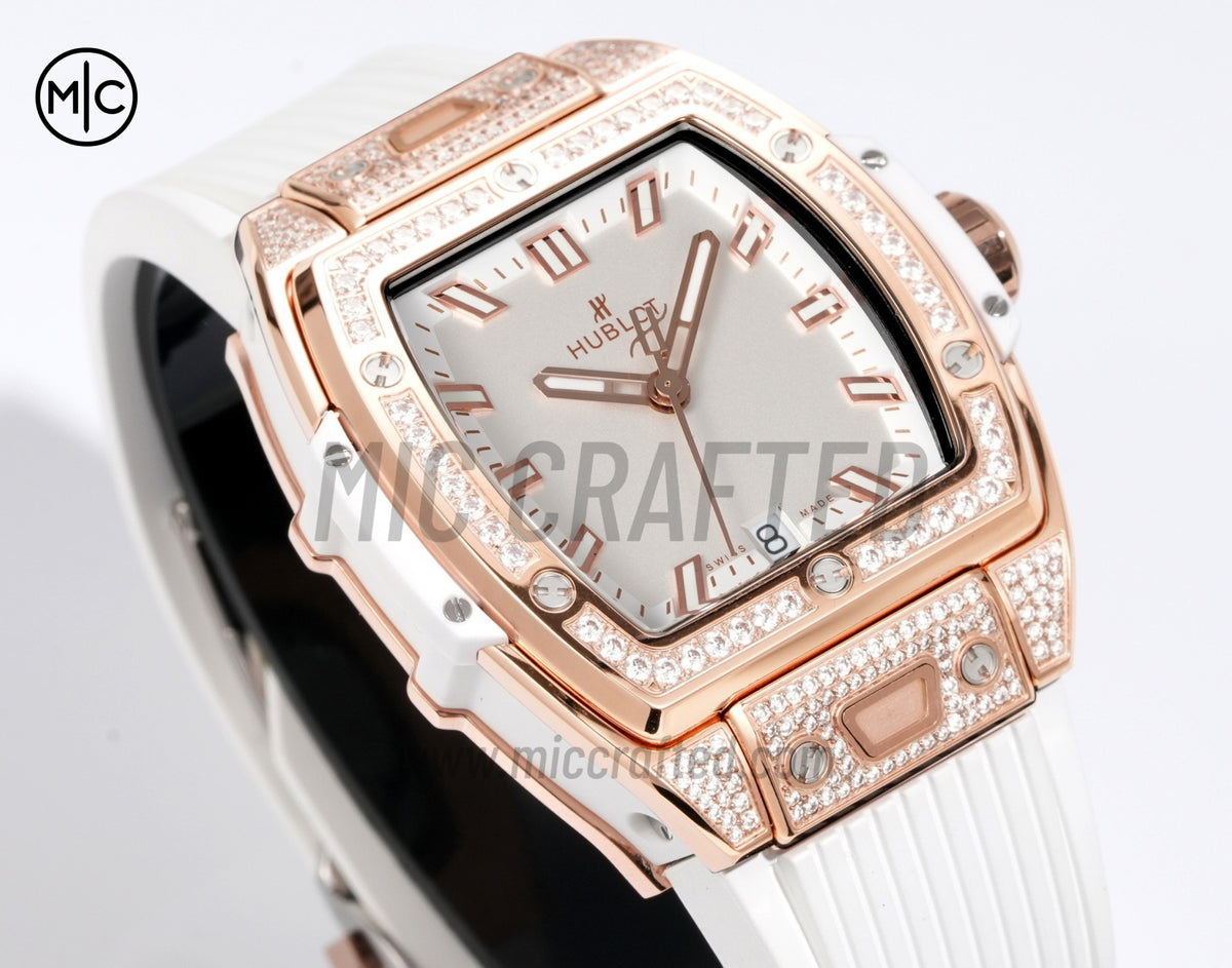 Spirit of Big Bang Ladies 39mm RG White Dial on White Rubber Strap – Premium Edition