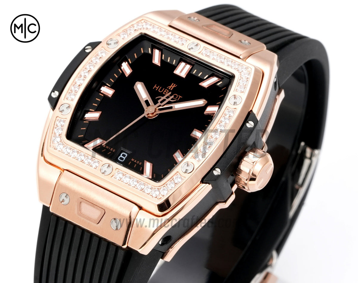 Spirit of Big Bang Ladies 39mm RG Black Dial on Black Rubber Strap – Premium Edition