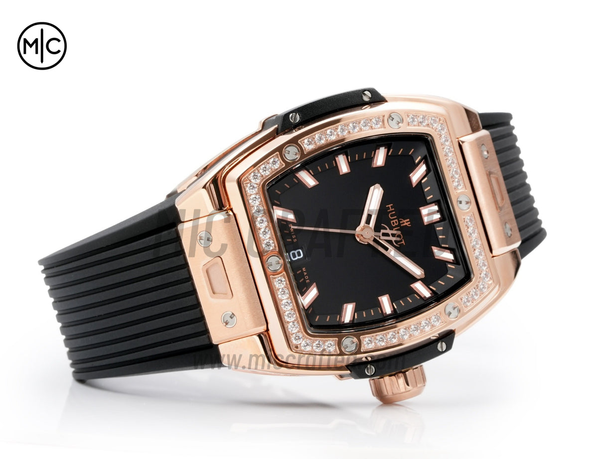 Spirit of Big Bang Ladies 39mm RG Black Dial on Black Rubber Strap – Premium Edition