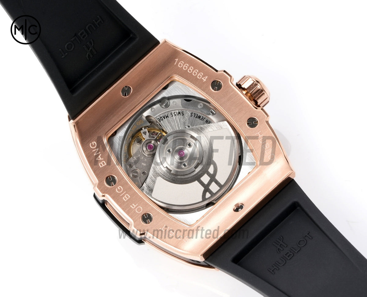 Spirit of Big Bang Ladies 39mm RG Black Dial on Black Rubber Strap – Premium Edition