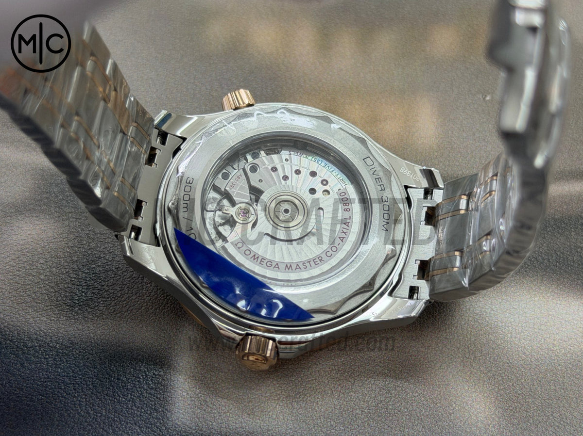 Seamaster Diver 300M SS/RG Black Ceramic Black Dial on SS/RG Bracelet – Premium Edition