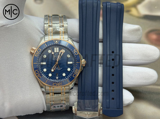 Seamaster Diver 300M SS/RG Blue Ceramic Blue Dial on SS/RG Bracelet – Premium Edition