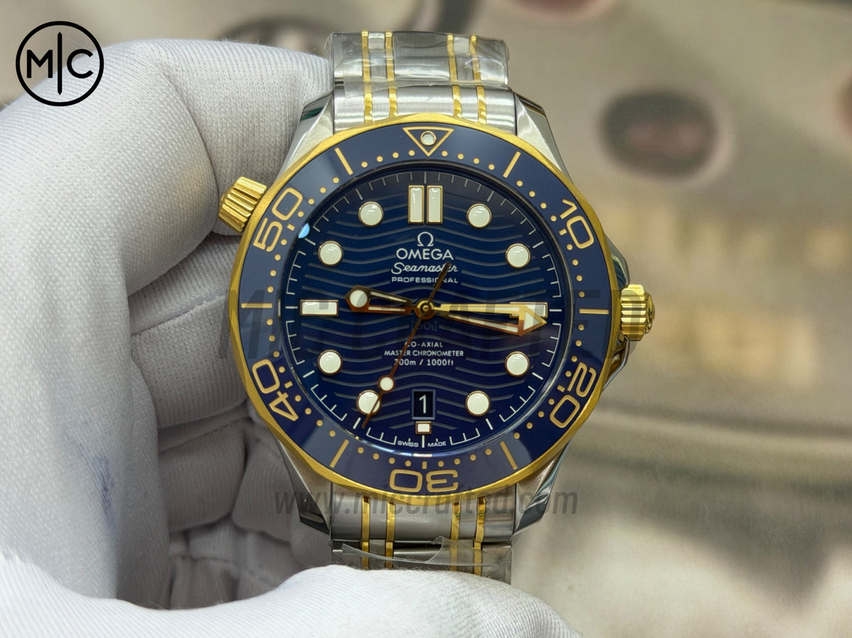 Seamaster Diver 300M SS/YG Blue Ceramic Blue Dial on SS/YG Bracelet – Premium Edition