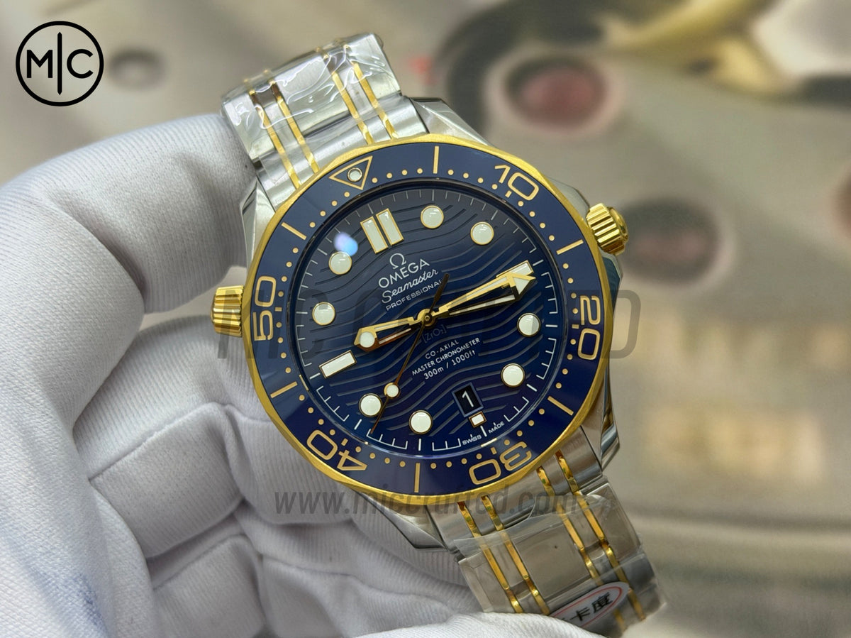 Seamaster Diver 300M SS/YG Blue Ceramic Blue Dial on SS/YG Bracelet – Premium Edition
