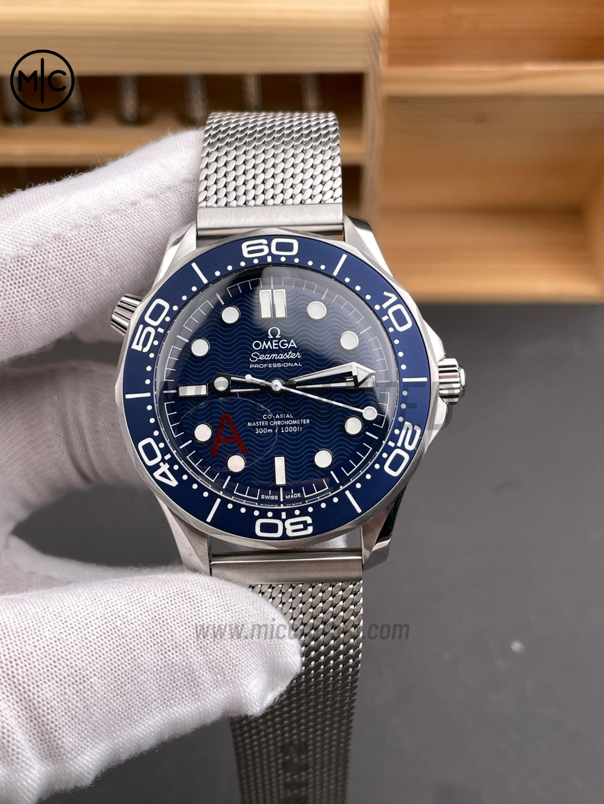 Seamaster 300M Diver 007 SS Blue Wave Dial on SS Mesh Bracelet – Premium Edition