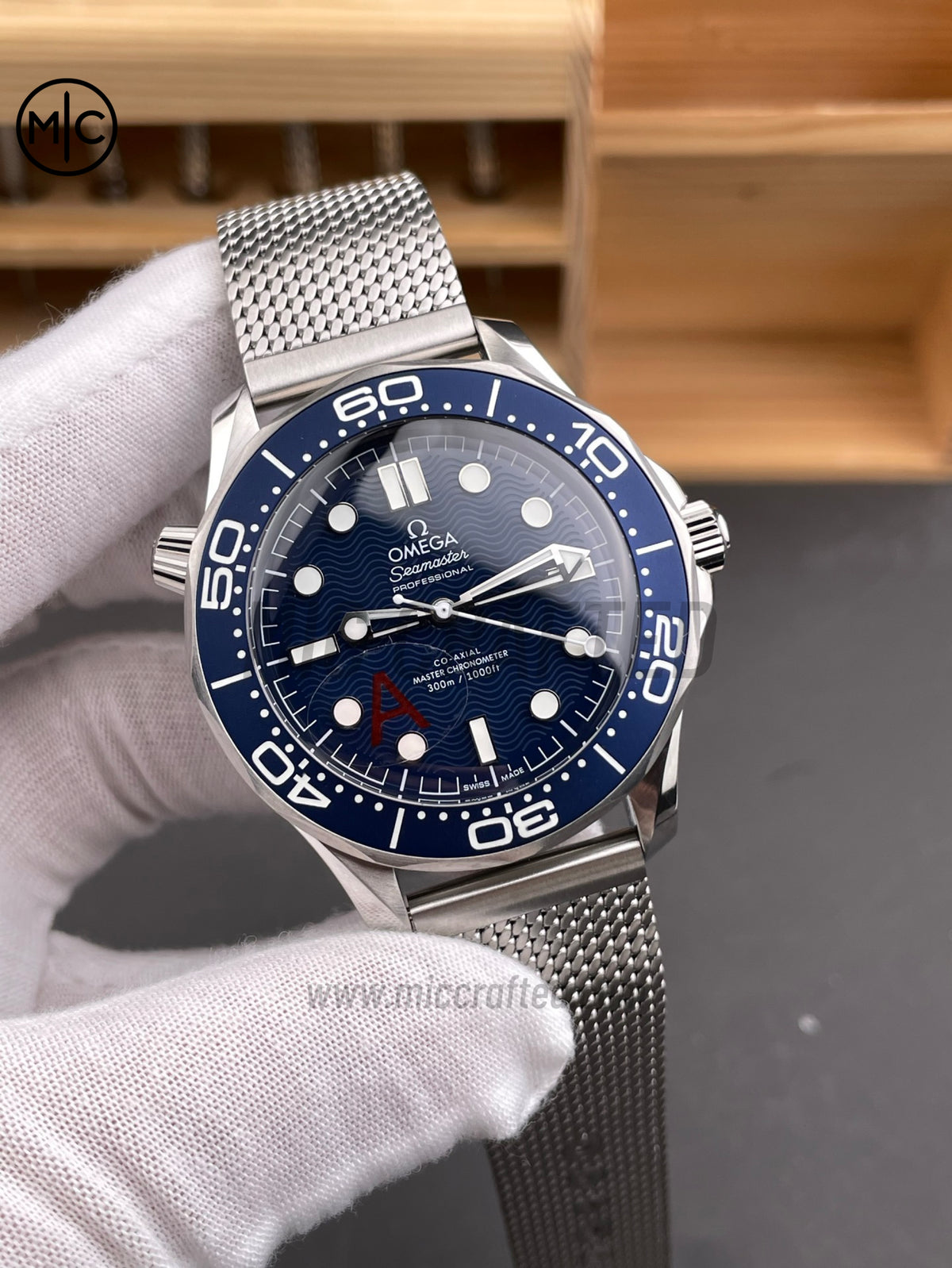 Seamaster 300M Diver 007 SS Blue Wave Dial on SS Mesh Bracelet – Premium Edition