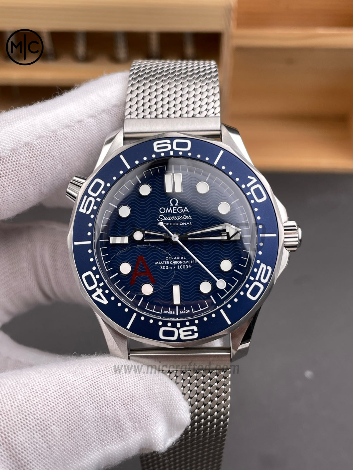 Seamaster 300M Diver 007 SS Blue Wave Dial on SS Mesh Bracelet – Premium Edition