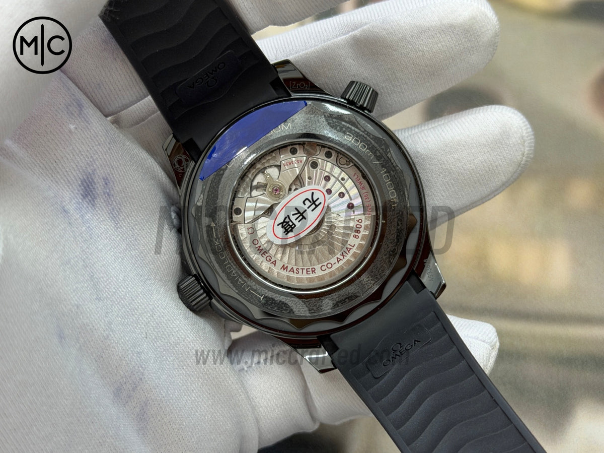 Seamaster 300m 43.5mm Black Ceramic Ceramic Bezel on Black Rubber Strap – Premium Edition