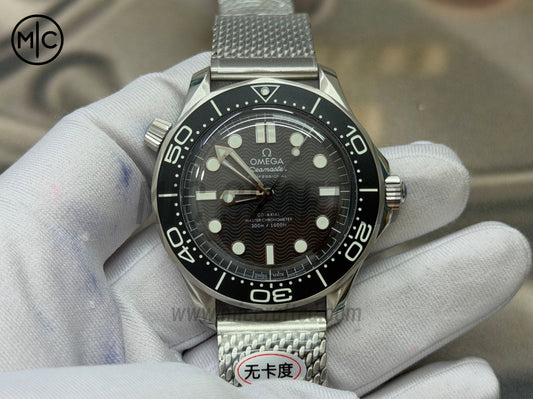 Seamaster 300M Diver SS Black Wave Dial on SS Mesh Bracelet – Premium Edition