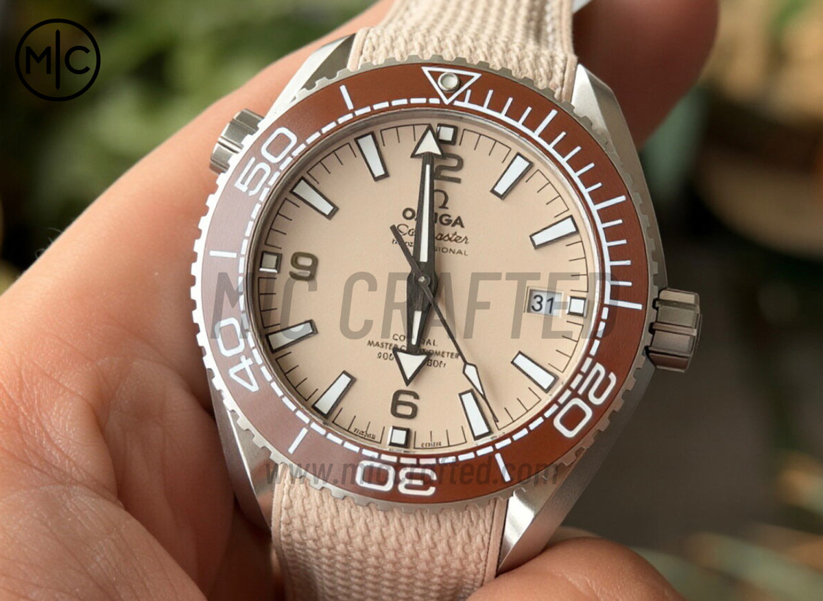Planet Ocean 43.5mm SS Brown Bezel Sand Dial on Sand Rubber Strap – Premium Edition