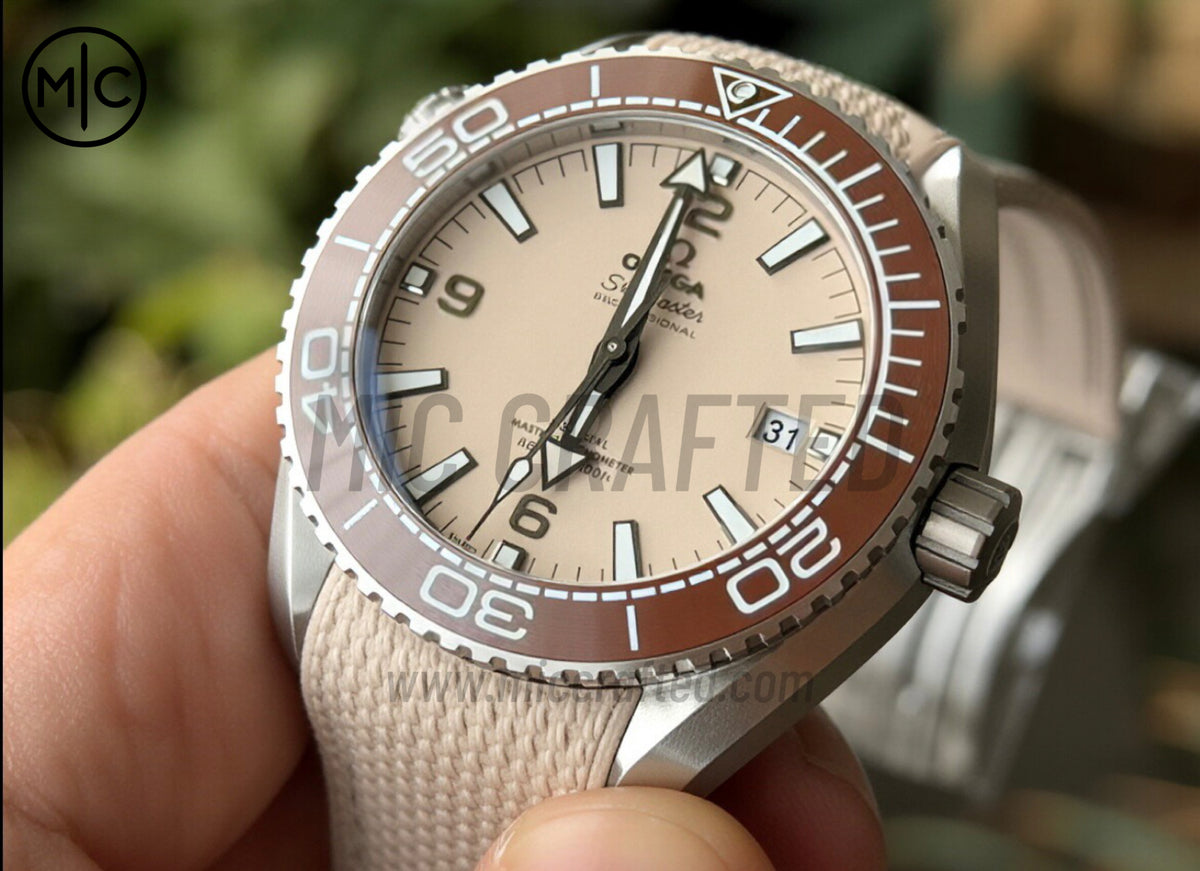 Planet Ocean 43.5mm SS Brown Bezel Sand Dial on Sand Rubber Strap – Premium Edition