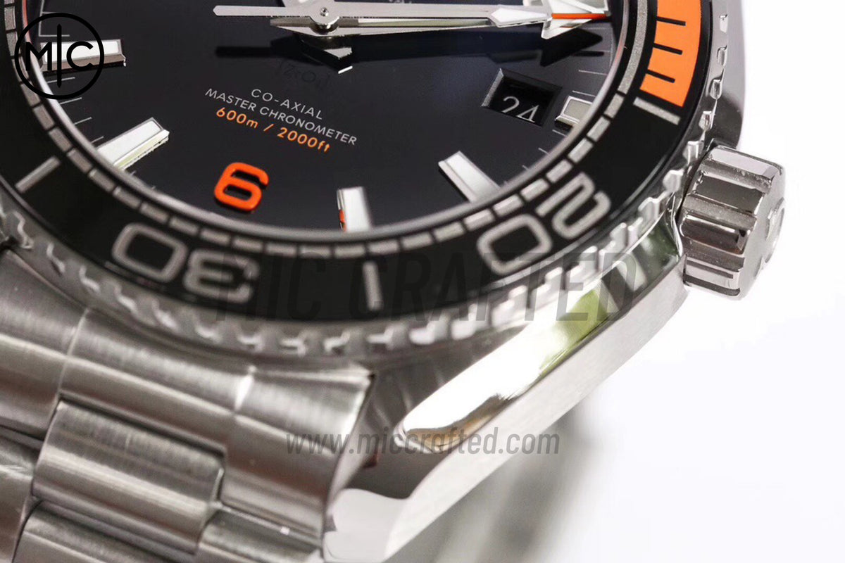 Planet Ocean 43.5mm SS Black/Orange Bezel Black Dial on SS Bracelet – Premium Edition