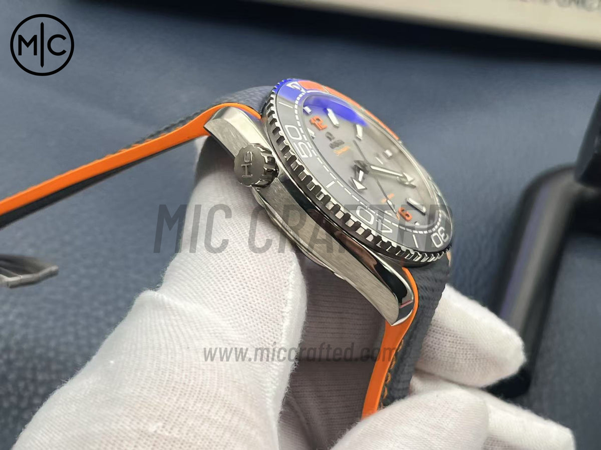 Planet Ocean 43.5mm Titanium Black/Orange Bezel Gray Dial on Nylon Strap – Premium Edition