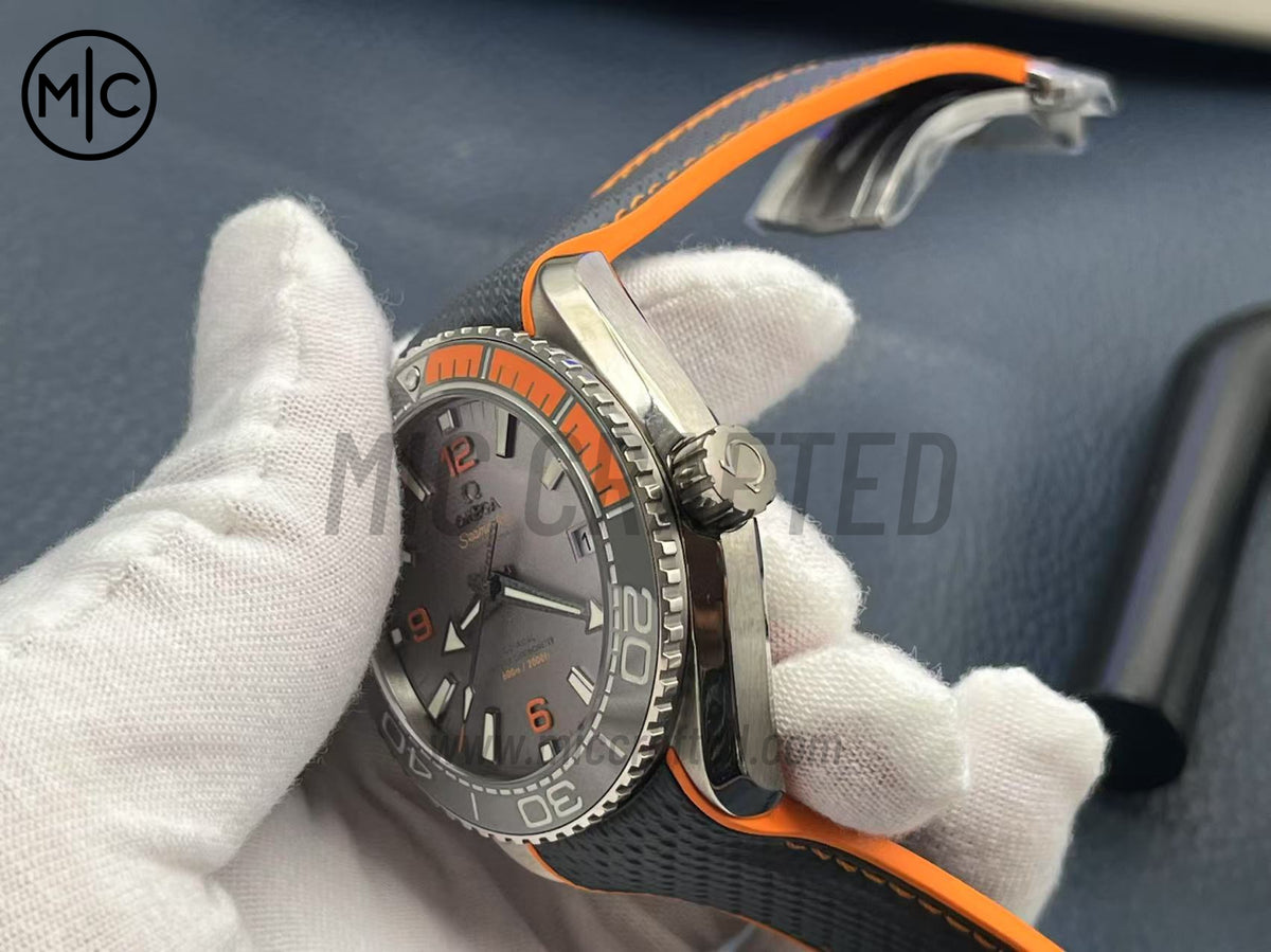 Planet Ocean 43.5mm Titanium Black/Orange Bezel Gray Dial on Nylon Strap – Premium Edition