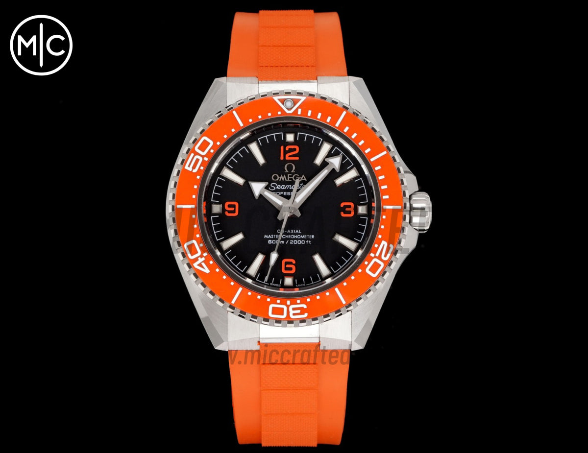 Planet Ocean 600M 42mm Orange Bezel on Orange Rubber Strap – Premium Edition