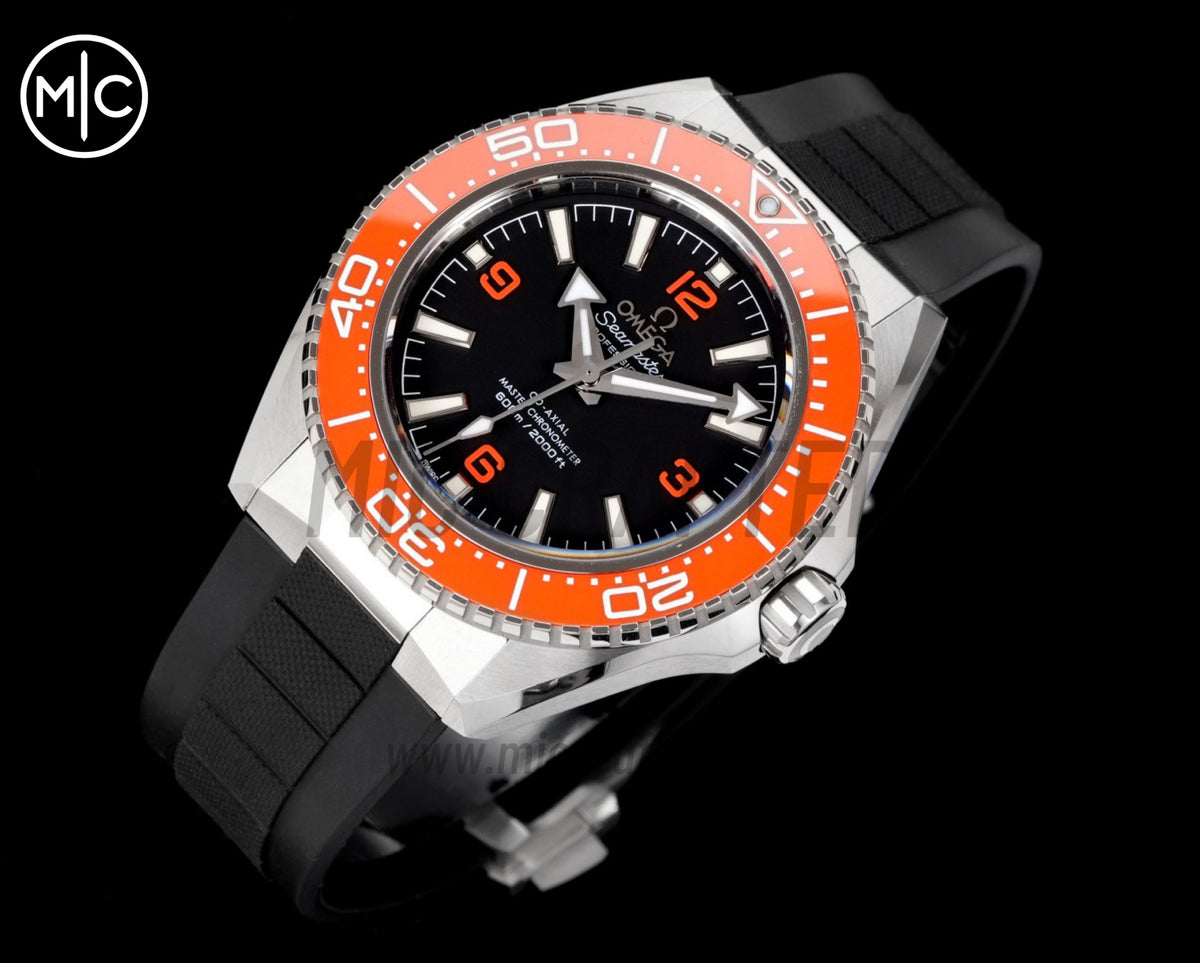 Planet Ocean 600M 42mm Orange Bezel on Black Rubber Strap – Premium Edition