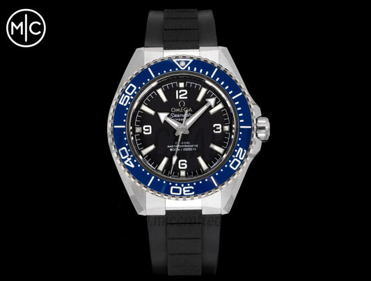Planet Ocean 600M 42mm Blue Bezel on Black Rubber Strap – Premium Edition