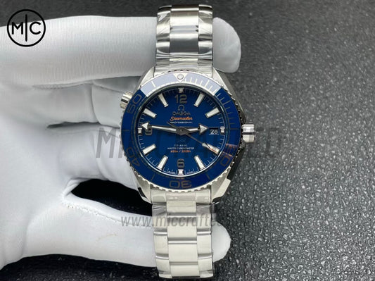 Planet Ocean 600M 39.5mm SS Blue Dial Blue Bezel on SS Bracelet – Premium Edition