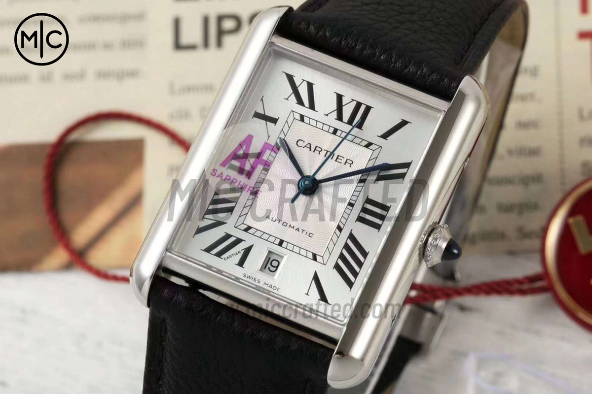 Tank Solo 41mm Silver Dial on Black Leather Strap – Premium Edition