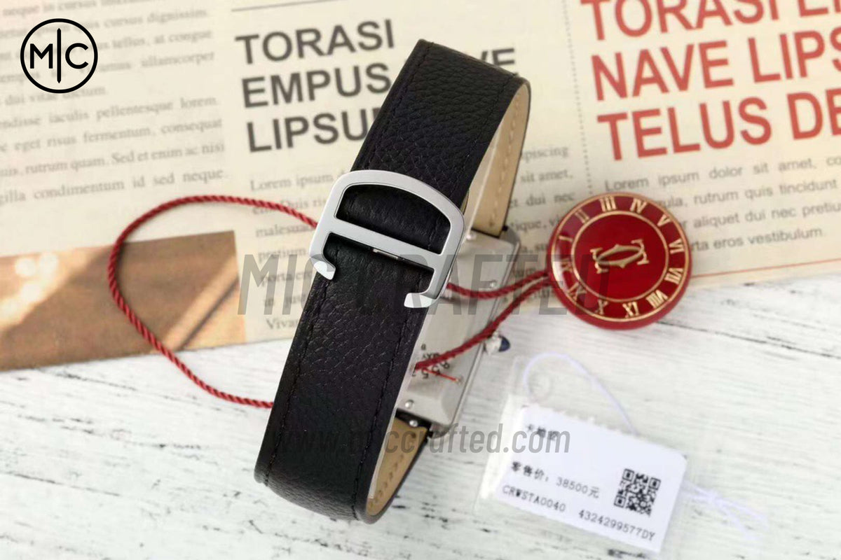 Tank Solo 41mm Silver Dial on Black Leather Strap – Premium Edition