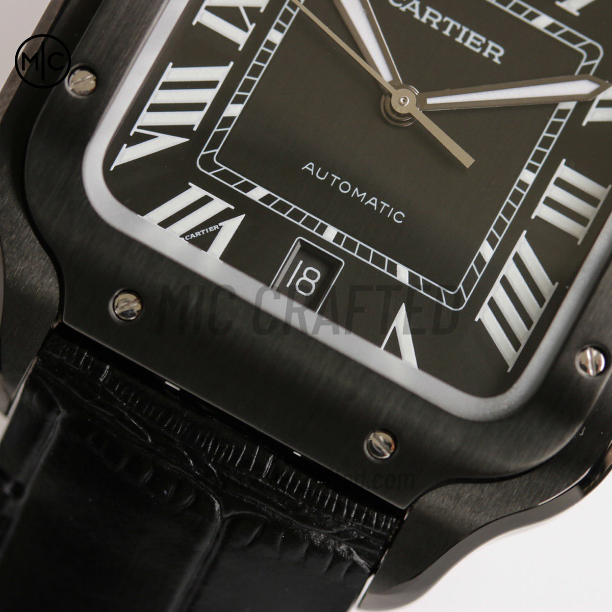 Santos De Cartier 40mm PVD 黑色錶盤配黑色皮革錶帶 - 尊享版