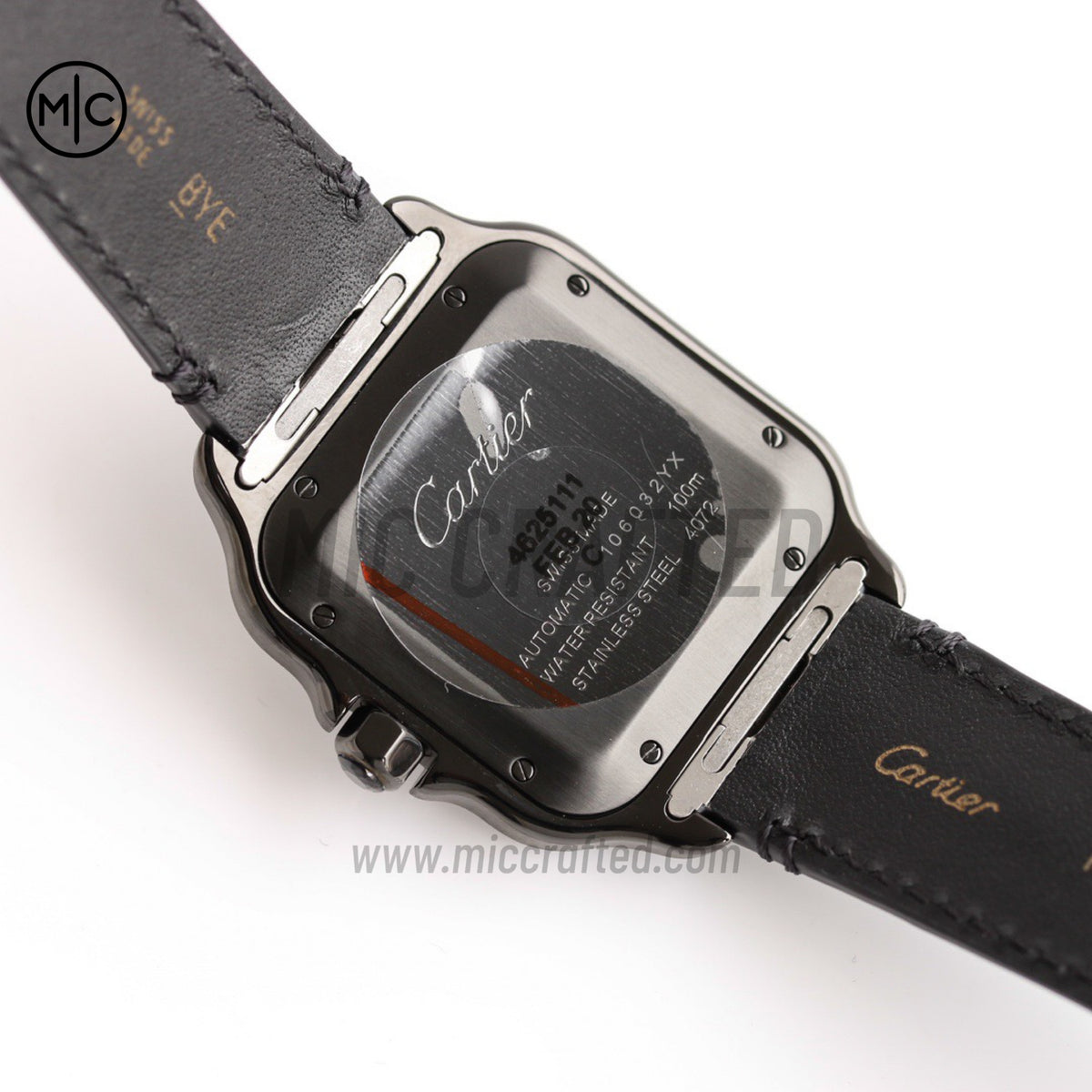 Santos De Cartier 40mm PVD 黑色錶盤配黑色皮革錶帶 - 尊享版