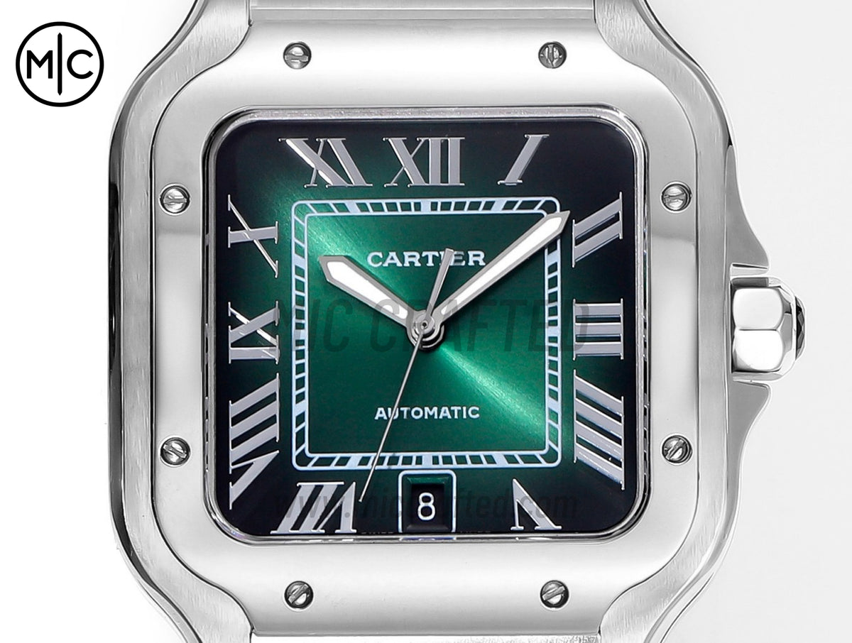 Santos De Cartier 40mm 綠色錶盤配 SS SmartLinks 錶鏈 - 尊享版