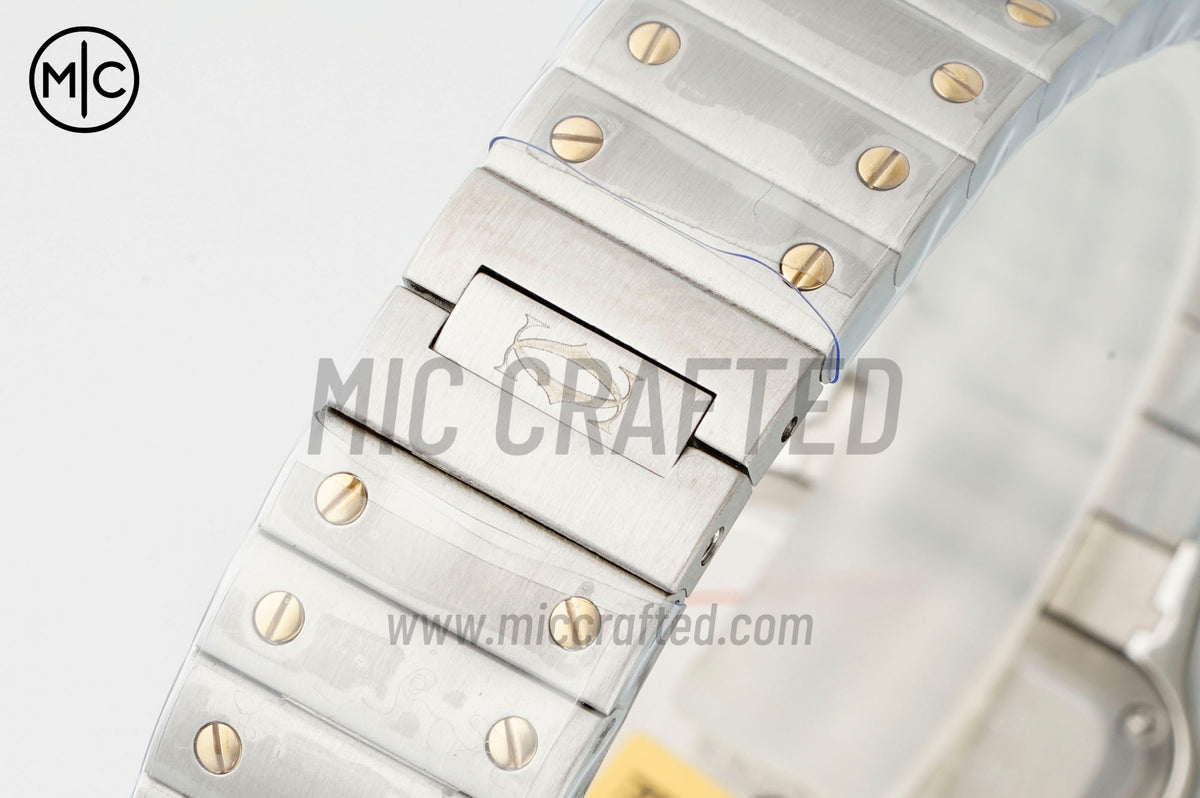Santos 27mm 不鏽鋼/黃金銀色錶面，搭配不鏽鋼/黃金錶鏈，石英機芯 - 尊貴版