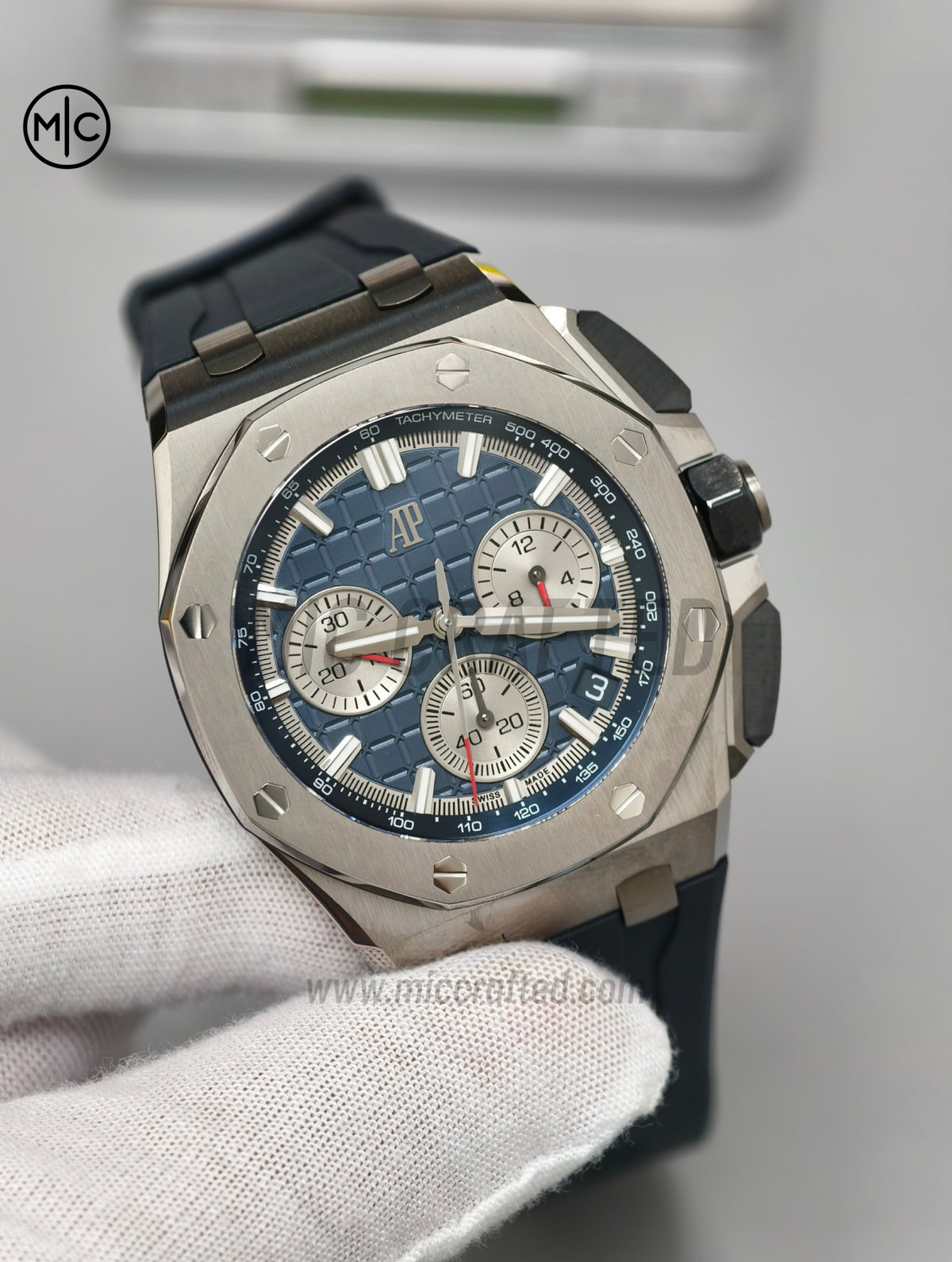 Royal Oak Offshore 43mm 26420ti Titanium Blue Dial on Blue Rubber Strap – Premium Edition