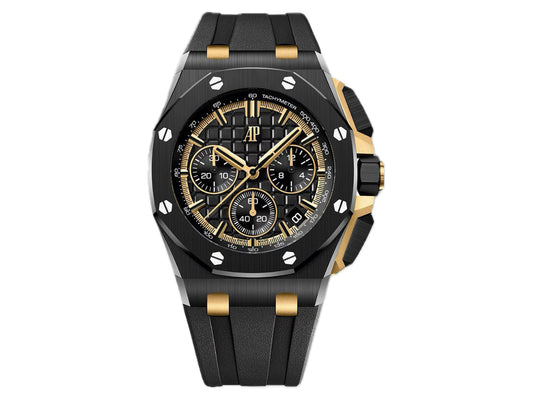 Royal Oak Offshore 43mm 26420 Black Ceramic Black/YG Dial on Black Rubber Strap – Premium Edition