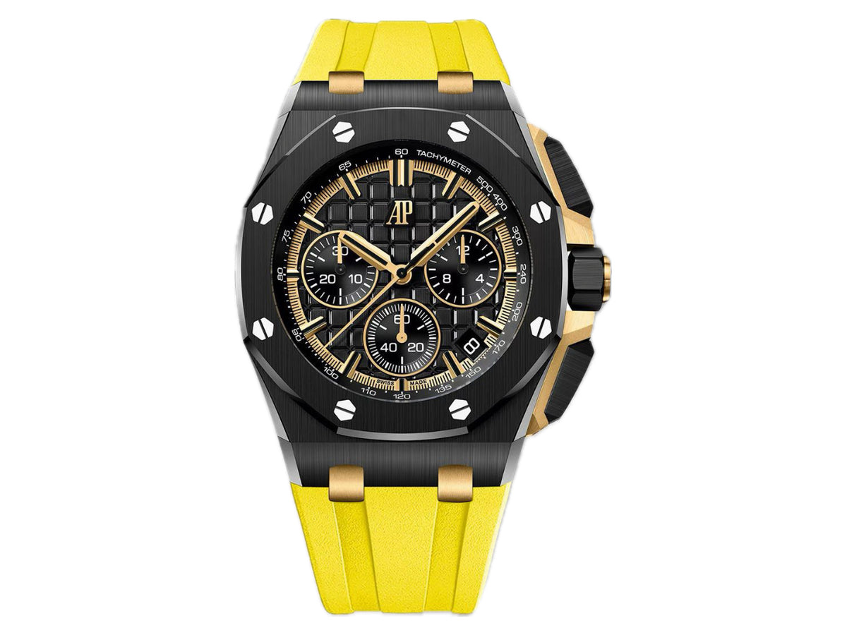 Royal Oak Offshore 43mm 26420 黑色陶瓷黑色/YG 錶盤配黃色橡膠錶帶 - 尊貴版
