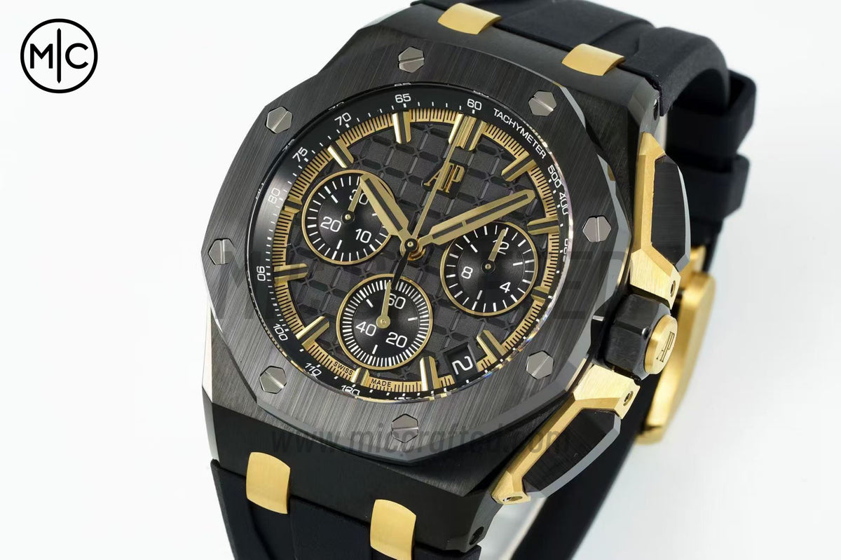 Royal Oak Offshore 43mm 26420 黑色陶瓷黑色/YG 錶盤配黑色橡膠錶帶 - 尊貴版