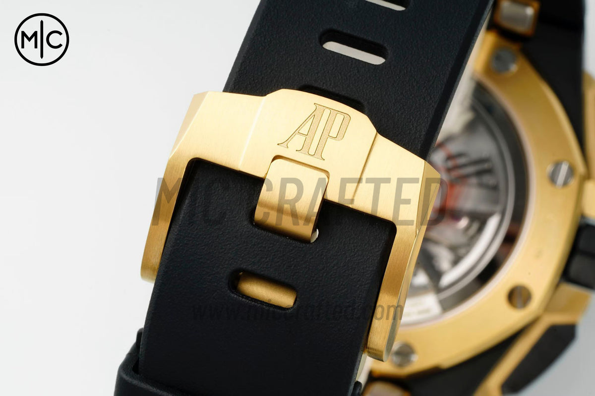 Royal Oak Offshore 43mm 26420 黑色陶瓷黑色/YG 錶盤配黑色橡膠錶帶 - 尊貴版