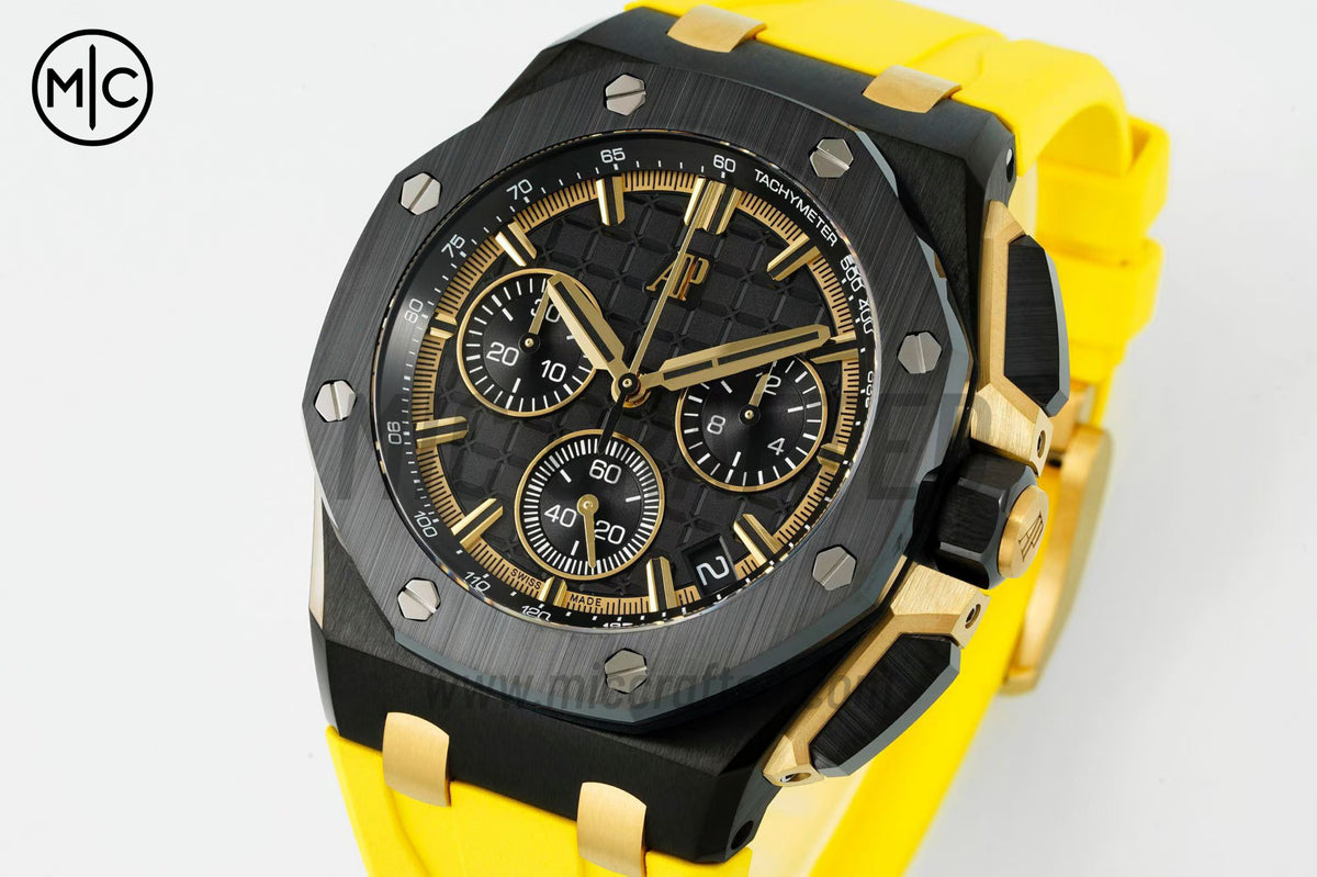 Royal Oak Offshore 43mm 26420 黑色陶瓷黑色/YG 錶盤配黃色橡膠錶帶 - 尊貴版